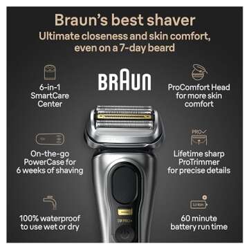 Braun Series 9 PRO+ Electric Shaver, Shaving Kit with 5 Pro Shave Elements and ProComfort Head, SmartCare Center