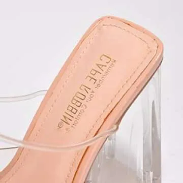 Cape Robbin Swag Women's Lace-up Heels for Women Sexy - Women Heels with Square Open Toe - Tie Up Clear Heels Heeled Sandals - Strappy Prom Shoes for Women -Nude Size 8