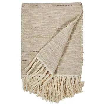 Amazon Brand – Rivet Modern Throw Blanket with Fringe - 50 x 60 Inch, Ivory