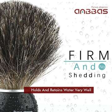 Anbbas Pure Badger Bristles Shaving Brush Black Wood Handle and Refill Soap Bar 100g,Stainless Steel Shaving Stand and Soap Cup Kit Perfect for Men