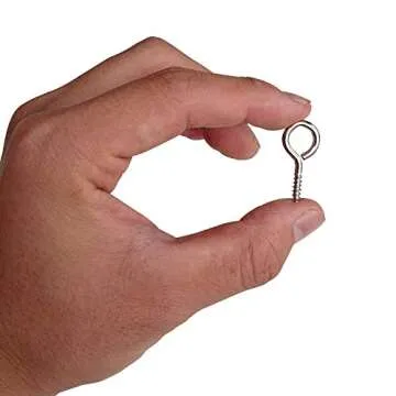 Axe Sickle Silver 1 inch Screw Eyes Metal Eye Hooks - 100 Pcs