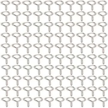 Durable 1 inch Screw Eyes - 100 Pack of Metal Eye Hooks
