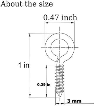 Axe Sickle Silver 1 inch Screw Eyes Metal Eye Hooks Small Eyelet Screws, 100 Pcs