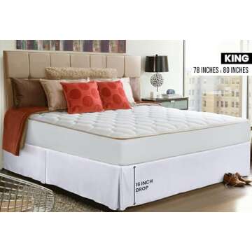 Utopia Bedding King Bed Skirt - Soft Quadruple Pleated Ruffle - Easy Fit with 16 Inch Tailored Drop ...