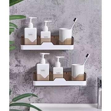 WeshyiGo 2-Pack Shower Caddy, Separable Shower Organizer with Hooks, No Drilling Double Layer Shower Shelf, Used for Bathroom and Kitchen (Gold)
