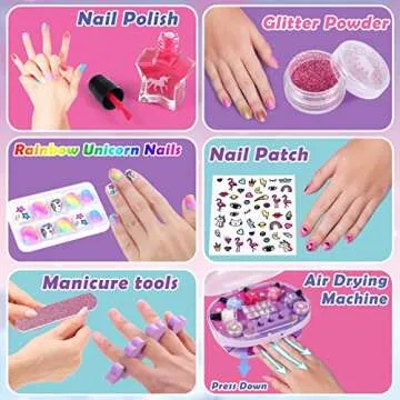 Golray Kids Nail Polish Set for Girls, All-in-One Nail Art Kit - Nail Dryer/ Nail Polish/ Glitter Po...