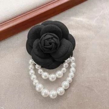 Elegant Pearl Brooch with Camellia Flower Design for Special Events