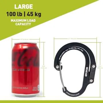 GEAR AID HEROCLIP Carabiner Clip and Hook (Large) for Camping, Backpack, Organization, and Garage, Black & Gray