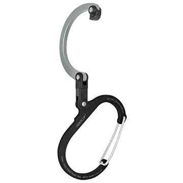 GEAR AID HEROCLIP Carabiner Clip and Hook (Large) for Camping, Backpack, Organization, and Garage, Black & Gray