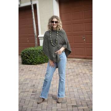 Back From Bali Knit Cable Poncho Black Womens Sweater Cape Boho Soft Casual