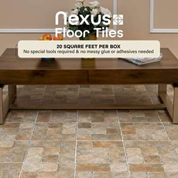 Nexus Self Adhesive Vinyl Floor Tiles - Peel & Stick 12-Inch Quartose Granite Pattern, 20 Tiles by A...