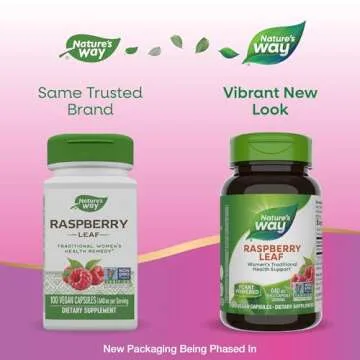 Nature's Way Raspberry Leaf, Traditional Support for Women's Health*, 640 mg per 2-Capsule Serving, Vegan, Non-GMO Project Verified, 100 Capsules (Packaging May Vary)