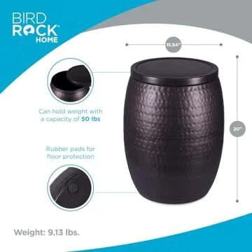 BIRDROCK HOME Iron Storage Side Table for Indoor & Outdoor Use