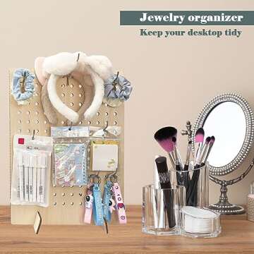 AAiphuwew 2 Pack Wooden Pegboard Display Stand for Jewelry, Craft Shows, Necklaces, Selling, Vendor ...