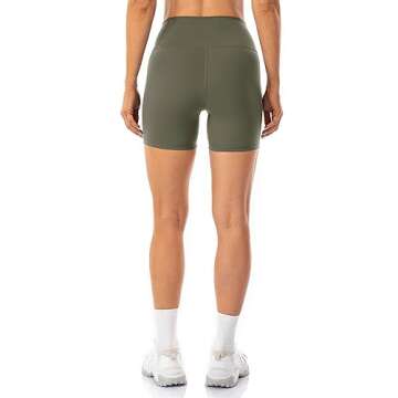 Lavento Women's All Day Soft Biker Shorts 5 Inch - High Waisted Workout Gym Running Yoga Short (Olive Green, 6)