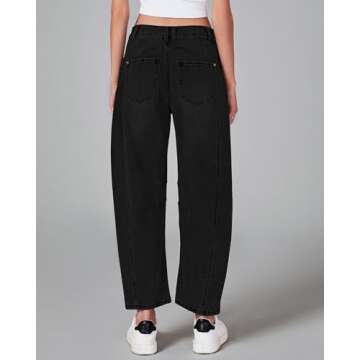 GRAPENT Barrel Jeans for Women Balloon Wide Leg Cropped Trendy Jeans Boyfriend High Waisted Jean Pan...