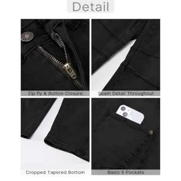 GRAPENT Barrel Jeans for Women Balloon Wide Leg Cropped Trendy Jeans Boyfriend High Waisted Jean Pants Casual Stretchy Summer Denim Trousers Color True Black Small Petite Size 4 to 6