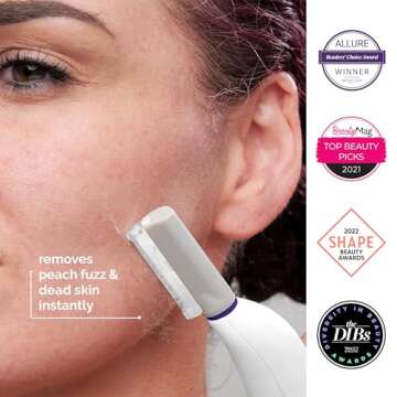 Michael Todd Beauty - Sonicsmooth – SONIC Technology Dermaplaning Tool - 2 in 1 Women’s Facial Exfoliation & Peach Fuzz Hair Removal System with 8 Weeks of Dermaplaning Blades