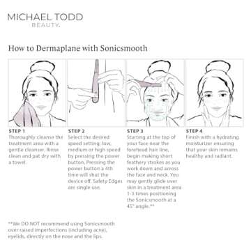 Michael Todd Beauty - Sonicsmooth – SONIC Technology Dermaplaning Tool - 2 in 1 Women’s Facial Exfoliation & Peach Fuzz Hair Removal System with 8 Weeks of Dermaplaning Blades