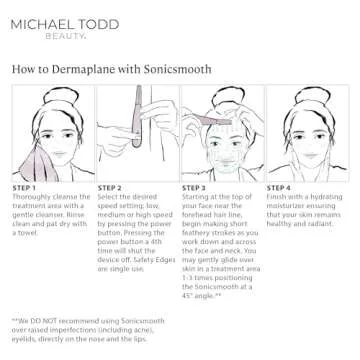 Michael Todd Beauty - Sonicsmooth – SONIC Technology Dermaplaning Tool - 2 in 1 Women’s Facial Exfoliation & Peach Fuzz Hair Removal System with 8 Weeks of Dermaplaning Blades