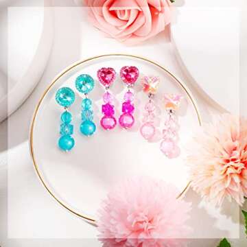 Hicarer 9 Pairs Girls Clip-on Earrings for Pretend Play Jewelry