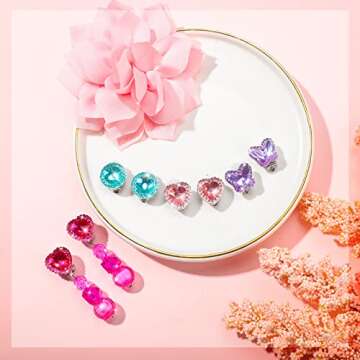 Hicarer 9 Pairs Girls Clip-on Earrings Jewelry Set