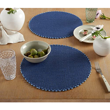 Martha Stewart Navy Blue 6-Pack Placemat Set, 15" Round