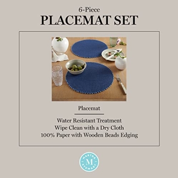 Martha Stewart Navy Blue 6-Pack Placemat Set, 15" Round