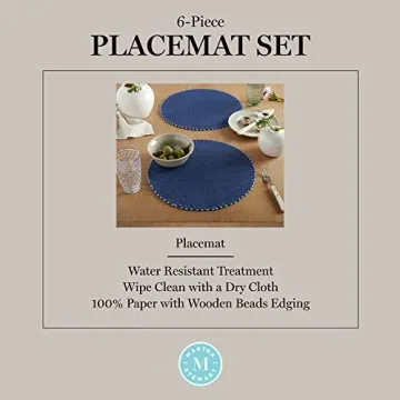 Martha Stewart Navy Blue 6-Pack Placemat Set, 15" Round