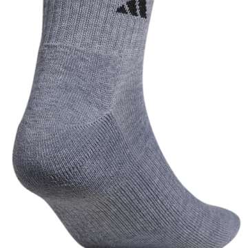 adidas Men's Athletic Cushioned Quarter Socks with Arch Compression for a Secure fit (6-Pair), Heather Grey/Black, X-Large