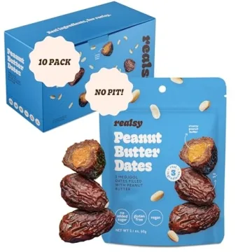 Realsy Peanut Butter Filled Medjool Dates, Organic Dates with No Sugar Added, Gluten-Free, Vegan, Go...