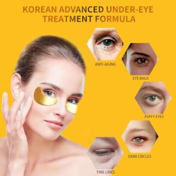 Under Eye Patches for Puffy Eyes Treatment 30 Pairs, 24K Gold Under Eye Masks for Dark Circles and P...