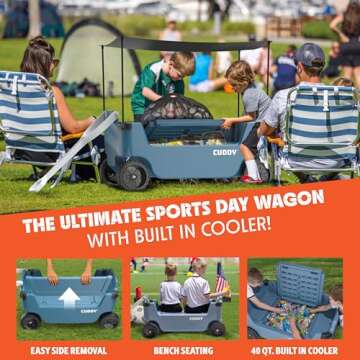 CUDDY Wagon Cooler – Premium Family Wagon and Gear Hauler with Built in 40 QT Cooler, Storage and ...