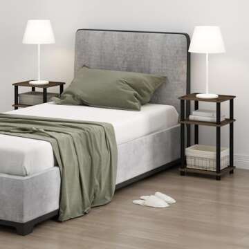 Furinno Just 3-Tier Turn-N-Tube End Table / Side Table / Night Stand / Bedside Table with Plastic Poles, 1-Pack, Columbia Walnut/Black