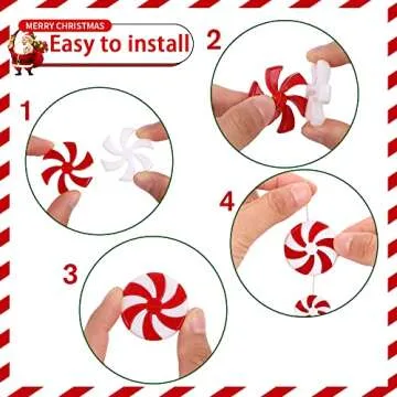 XIMISHOP 48PCS Candy Cane Hanging Ornaments for Christmas