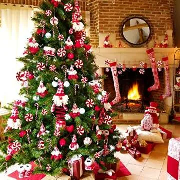 XIMISHOP 48PCS Candy Cane Hanging Ornaments for Christmas