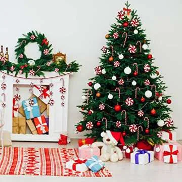 XIMISHOP 48PCS Candy Cane Hanging Ornaments for Christmas