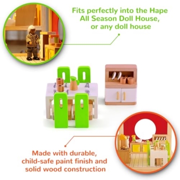 Hape Wooden Doll House Dining Room Set for 1:12 Scale Dolls