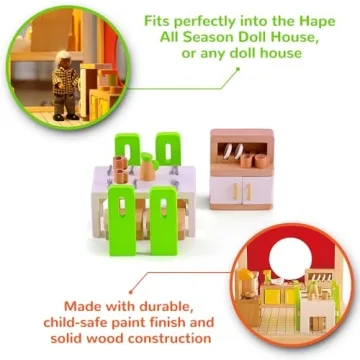 Hape Wooden Doll House Dining Room Set for 1:12 Scale Dolls