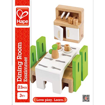 Hape Wooden Doll House Dining Room Set for 1:12 Scale Dolls