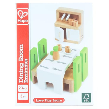 Hape Wooden Doll House Dining Room Set for 1:12 Scale Dolls