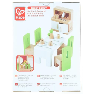 Hape Wooden Doll House Dining Room Set for 1:12 Scale Dolls