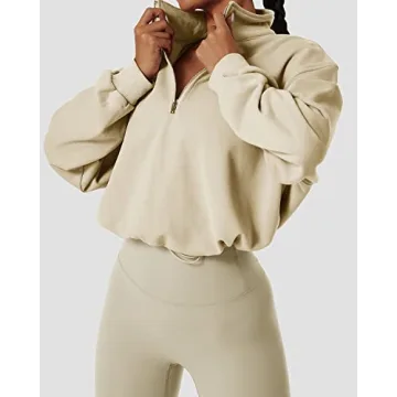 QINSEN Half Zip Crop Sweatshirt for Women Stylish and Comfortable