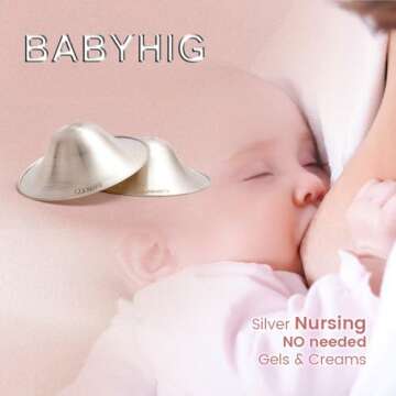 BABYHIG The Orginal Silver Nursing Cups – Silver Nipple Shields for Breastfeeding - Nipple Guards Protector for Breastfeeding - Nipple Shields for Nursing Newborn – Nickel Free – 925 Silver