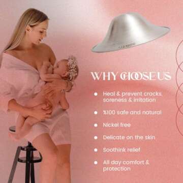 BABYHIG The Orginal Silver Nursing Cups – Silver Nipple Shields for Breastfeeding - Nipple Guards Protector for Breastfeeding - Nipple Shields for Nursing Newborn – Nickel Free – 925 Silver