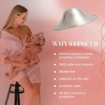 BABYHIG The Orginal Silver Nursing Cups – Silver Nipple Shields for Breastfeeding - Nipple Guards Protector for Breastfeeding - Nipple Shields for Nursing Newborn – Nickel Free – 925 Silver