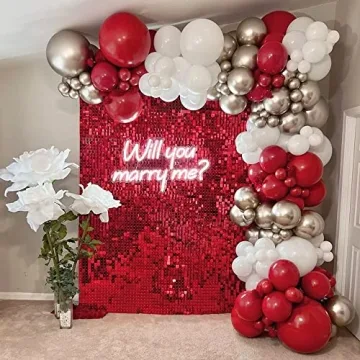 Red Wedding Sequin Backdrop - Perfect for Events