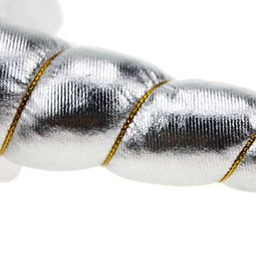 Aiernuo Silver Shiny Unicorn Horn Glitter Elastic Headband Spiral Unicorn Horn for Cosplay Costume Decor