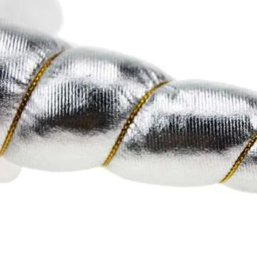 Aiernuo Silver Shiny Unicorn Horn Glitter Elastic Headband Spiral Unicorn Horn for Cosplay Costume Decor