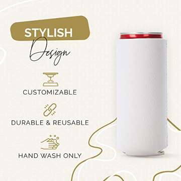 Slim Can Cooler Sleeves 12 Pack– Blank Foldable Neoprene 12oz Can Insulators – Skinny Beverage C...